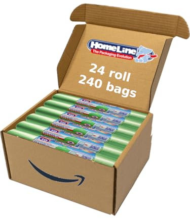 HOME LINE - 240 bolsas de basura de 110 litros - 70 x 110 cm - Bolsas con lazos, antigoteo y ultrarresistentes | Bolsas de basura para recogida selectiva - Color verde