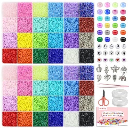 Dazhqp 46000 Stück 2mm Bunte Perlen Für Armbänder, Armbänder Selber Machen Mit Glasperlen, Perlen Zum Auffädeln Set Für Feiertage, Geburtstage, Beads For Jewellery Making