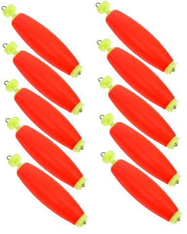 MUSISALY Fishing Floats Sea Fishing Buoy Eva Foam Bobbers Red Oval 10pcs Set for Outdoor Tackle and Anglers