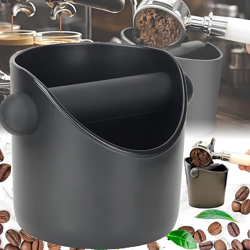 Oneroomone Negro Caja para el Cafe Marc Knock Box, Caja de café expreso con Varilla Percusión, Posos Cafe Para Recoger y Reciclar Los Posos De Café De Restaurantes Cocinas Y Bares Occidentales