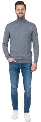 Marenza Pull à col roulé pour Homme en Cachemire à Manches Longues fabriqué en Italie