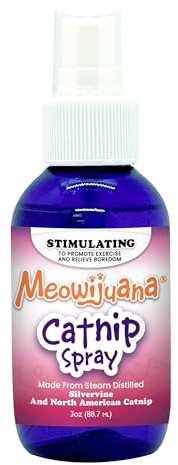 Meowijuana Herbe à chat et Silvervine Spray – 85 g, formule entièrement naturelle pour les propriétaires d'animaux de compagnie et les foyers multi-chats, améliore le temps de jeu et la relaxation