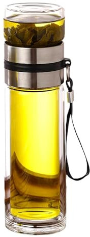 Tee-Infuser-Flasche aus Glas – doppelwandige Glas-Tee-Ei, Wasserflasche mit Teetrennung, tragbare Wasserflasche für losen Tee, Tasse