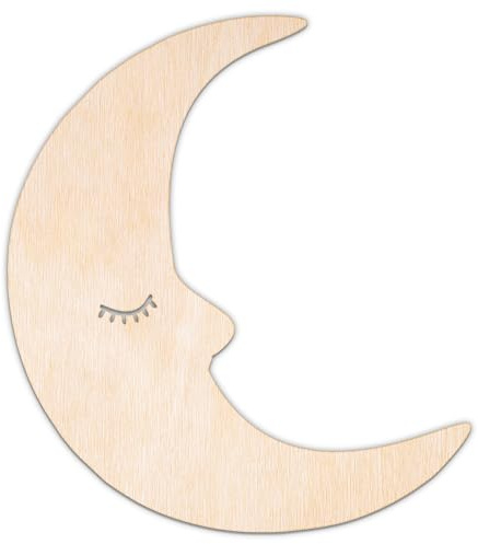 Creative Deco Personalisierte Holzscheiben Anhänger Schlafend Mond 5-100cm | Sperrholz oder MDF | Wetter Wand Deko Holz | Lasergeschnittene Sperrholzausschnitte für Decoupage, zum Bemalen, Basteln