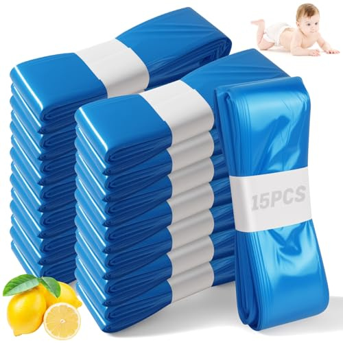 Aevcvok 15 Recambios Contenedor de Pañales,4,5M Recambios de Papelera Pañales Bebe,Gran Capacidad Antiodor Bolsas Pañales Recambios
