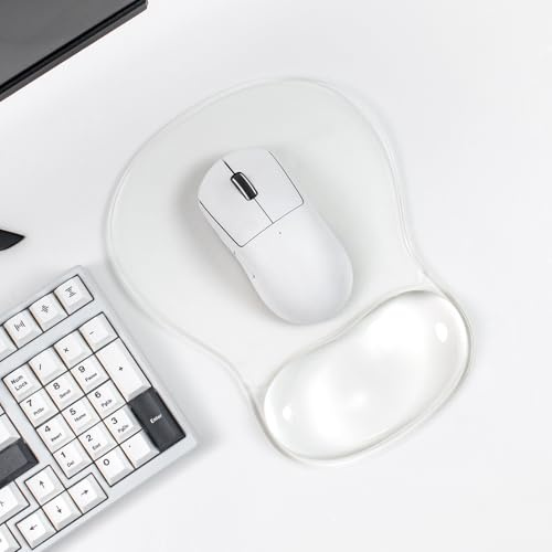 Tapis de souris ergonomique avec repose-poignet en gel pour soulager la douleur au bureau ou aux jeux (transparent)