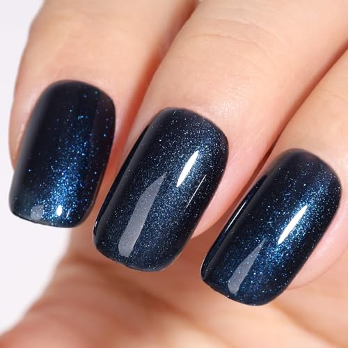 TUTUYU Midnight Dark Blue Glitter Gel Nagellack, 12ml Schwarz-Blauer Shimmer-Gel Nagellack - Tiefer Dunkelblau für Herbst & Winter, Herbstfarben-Nagelkunst - G147