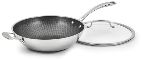 Cuisinart FusionPlus Hybrid Stainless Steel Cookware, 12-Inch Wok Pan with Cover and Helper, PFAS-Free PURELYSEAR Ceramic Technology, Scratch Proof, Cool Grip Handles, Dishwasher Safe
