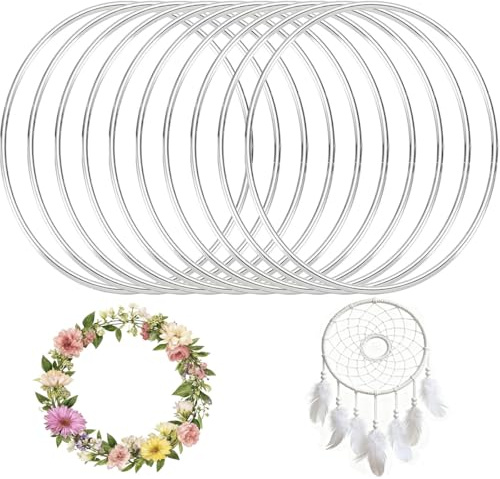 JCTEEY 10 Unidades Atrapasueños Manualidades Aro, 20cm Aros Metal Flores, Aros de Macramé, Aros Artesanales de Bricolaje para Manualidades, Aros de Macramé,Aros Artesanales de Bricolaje