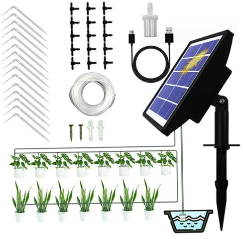 CAKEEYUM Système d'irrigation Goutte à Goutte Solaire (1 Pot) avec minuterie réglable et système d'arrosage Automatique écologique pour 15 Pots, idéal pour l'intérieur et l'extérieur.