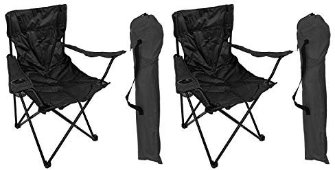 2'er Set Anglersessel Campingstuhl Faltstuhl Anglerstuhl Regiestuhl Schwarz mit Getränkehalter und Tasche