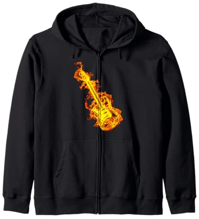 Chitarra Elettrica Sul Fuoco Regalo Amante Della Chitarra Felpa con Cappuccio