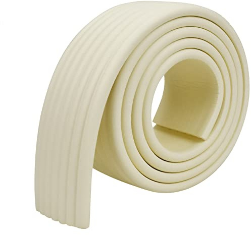 2M Protezioni per Bordi Paraspigoli Angolari Per Bambini Protezione Spigoli e Angoli In Gomma Protezioni di Sicurezza in Schiuma con Nastri Autoadesivi 4M per Mobili Porta Letto Sedia Scrivania, Beige