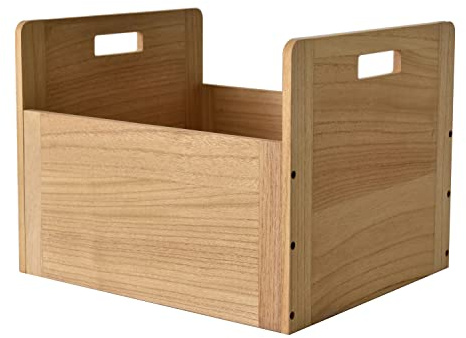 KIRIGEN Wooden Vinyl Record Storage Crate Holds 80 Albums - LP Storage Box with Handles for 12 Records - Solid Wood Record Organizer for Collection Display Nature 15.75 L x 13.58 W x 12 H CDH-NA