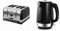 Morphy Richards Venture Black 4 Slice Toaster - Defrost Setting - High Lift Feature - 240131 & Equip Black Jug Kettle - 1.7L - Rapid Boil - Limescale Filter - 102783