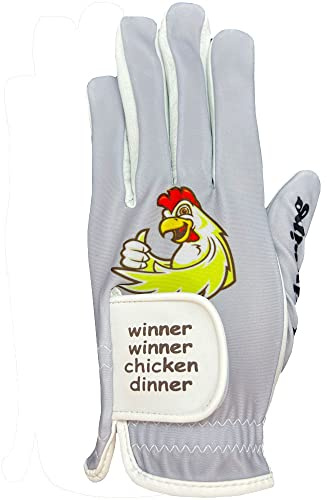 Giggle Golf Men's Golf Glove with Poker Chip | Funny Golf Glove (Medium, Worn On Left Hand, Winner Winner Chicken Dinner)
