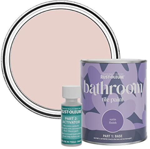 Rust-Oleum Pink Water-Resistant Bathroom Tile Paint in Satin Finish - Pink Champagne 750ml