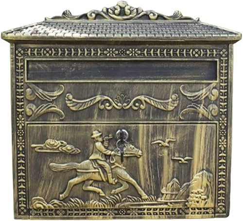 SPUZZO Wandmontierter Briefkasten, Retro-Stil, Briefkasten mit Schloss, Sicherheits-Briefkasten, Gussaluminium, langlebiger Briefkasten, Heimbriefkästen, Heimdekoration (Color : 1 Pack)