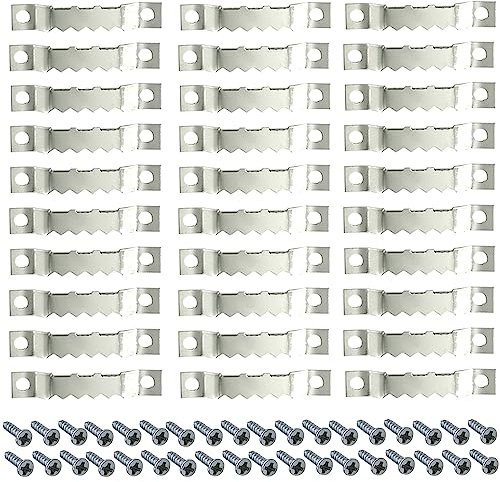 Yosawa 100 Pcs Sawtooth Picture Hangers Decor Picture Frames Hangers with Screws for Hanging Photos Clock Paintings Artwork Picture Frame Hook（Silver/C）