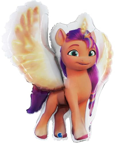 Grabo My Little Pony Sunny Alicorn Ballon, hergestellt in Italien. Ballon für Kinder mit allen My Little Pony Charakteren, aus Folie mit Röhrchen zum Aufblasen. Bunte Ballons, 58x73 cm