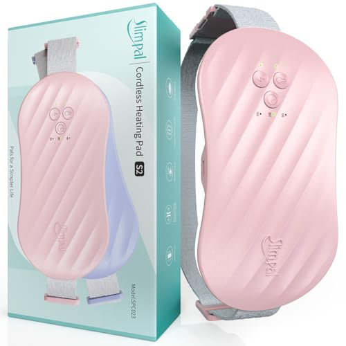 Slimpal Cuscinetto Riscaldante Mestruale Portatile Elettrica Fascia Riscaldante Dolori Mestruali, Menstural Heating Pad for Period, 3 Impostazioni di Spegnimento Automatico del Timer, Rosa
