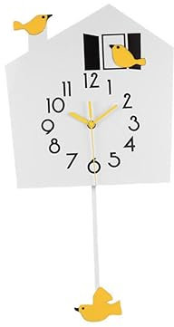 PRETYZOOM Schaukel Wanduhr entzückende Hängeuhr Kinderuhr Wanduhr für Kinder Uhren Pendeluhr Dekor nordische künstlerische Uhr schöne Quarzuhr Karikatur schmücken Kunst Uhr Weiß