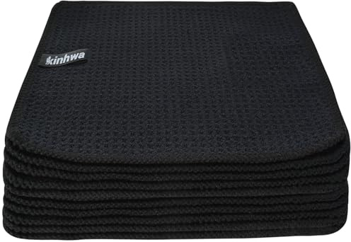 KinHwa Disktrasor för att diska kökshanddukar mikrofiber diskhanddukar för kök diskhanddukar absorberande 20 cm x 20 cm 6-pack (svart, 20 x 20 cm, 10 st)