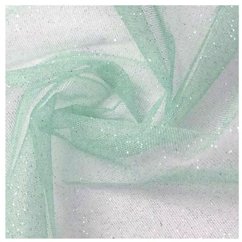 Wisafory 1 Yard x 160 cm Tüllstoff Glitzer Tüll Dekostoff Tüllband Tüll Stoff Funkelnde Tüll Tüllnetz Tischläufer Glitzernder Tüll Netzstoff Dekoration für Handwerk Hochzeit Party Grün 1 Yard