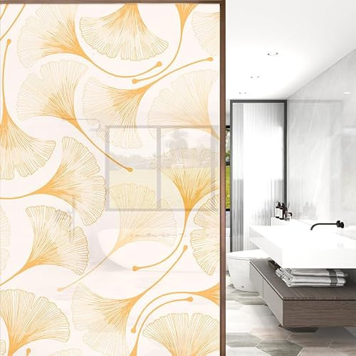 Sichtschutzfolie 3D Fensterfolie Glasdekorfolie PVC für Badezimmer Kinderzimmer Küche,Schlafzimmer Wohnzimmer Esszimmer Büro Hotels Klassenzimmer 44.5x300 cm Gelb