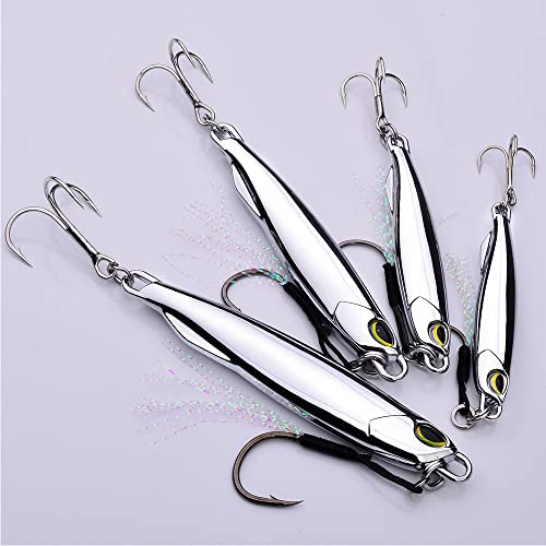 OriGlam 5 Stück Meeresangeln Köder Jigging Löffel, Metall Spinner Köder Angeln Tackle Set Jigging Metall Jigs Löffel für Seebarsch, Thunfisch, Hecht, Lachs, Forelle