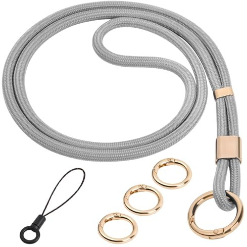 Flintronic Schlüsselband, Schlüsselbänder Umhängeband, Drehbarem Metallclip Abnehmbare Neck Lanyard Langes Handgelenk mit karabiner, Paracord Schlüsselanhänger Schlüssel Ausweise (Grau)