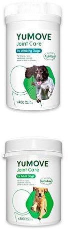 YuMOVE Working Dog | Joint Supplement for Working Dogs with Green Lipped Mussel | All Ages and Breeds | 480 Tablets + YuMOVE Adult Dog | Joint Supplement with Green Lipped Mussel | Aged 6 to 8 | 300