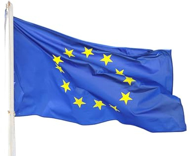 Drapeau de l'UE | Drapeaux Euro 2024 | Drapeau Euro 2024 | Article de fan | Polyester résistant et œillets métalliques | 90 x 150 cm | Eurovision | 3 x 5 pieds | Drapeau de l'Union européenne de Cey