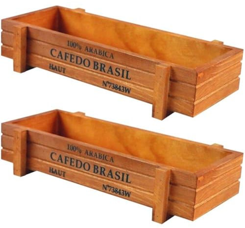 Lipfer Maceta De Madera para Plantas De Carne, Macetero para Suculentas De Interior, Caja De Flores para Ventana, Florero De Granja para Decoración De Escritorio Vintage, 2 Uds.