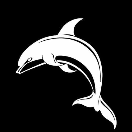 JIFENLI Autoaufkleber 14,5 cm * 16,1 CM Delfin Cartoon Muster Dekor Auto Tür Auto Aufkleber Vinyl Aufkleber Schwarz/Silber