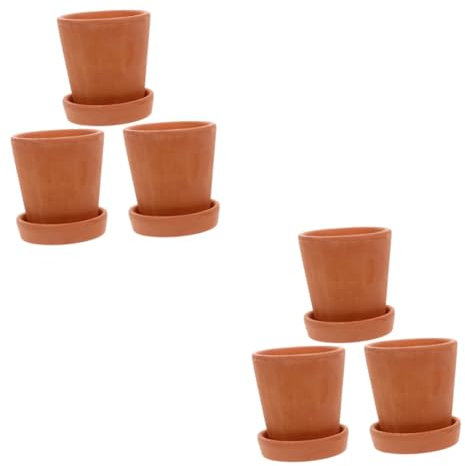 INOOMP 6sätze Keramische Blumentöpfe Für Sukkulenten Runde Handbemalte Terracotta-blumenkübel Mit Untersetzer Für Innen Und Außenbereich