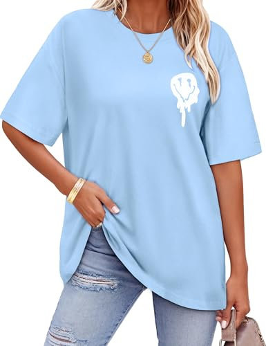 Oversized T Shirts For Women Loose Summer Tops Floral Printed Tshirts | soft and breathable, stretchy and relaxed fit, short sleeve crew neck, casual graphic tees, baggy trendy streetwear