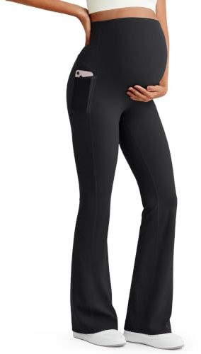 G4Free Maternity Leggings Pregnancy Yoga Pants for Work,Black,S,Petite