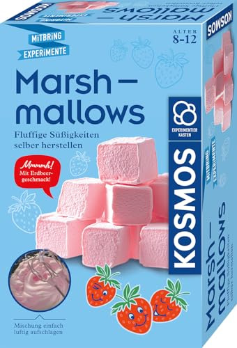 Kosmos 658304 Marshmallows selber Machen, fluffige Süßigkeiten selbst herstellen, Mischung mit Erdbeergeschmack, vergan, Mitbringexperiment für Kinder ab 8 Jahre