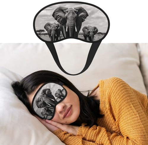 Augenmaske zum Schlafen, atmungsaktiv, lichtblockierend, Schlafmaske, Elefant, Spazierengehen, Nacht, Augenbinde, weich, bequem, Nacht-Augenschutz, für Männer und Frauen, Augenabdeckung für Nickerchen