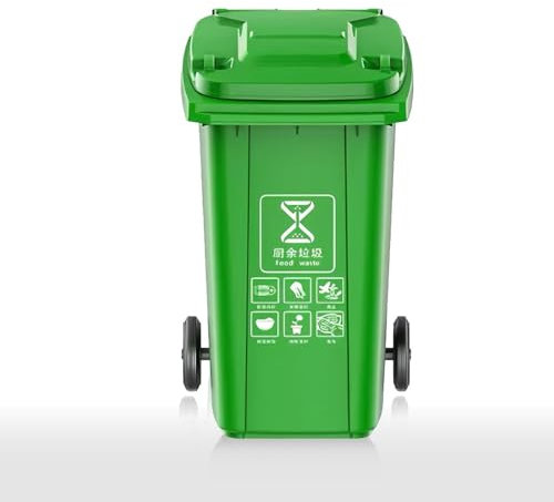 Cubo de basura con ruedas, 120 l, 140 l, industrial móvil, resistente, contenedor grande, basura, con tapa de basura comercial, para porche, patio trasero, terraza, patio