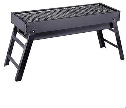 Folding Portable Charcoal BBQ Grill, Stainless Steel Tabletop Barbecue Smoker for Outdoor Cooking, Camping, Picnics, Beach Parties (Large size (60 * 22 * 32) C)