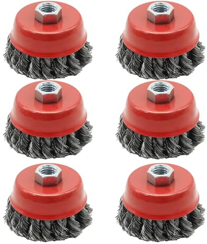 Hoypeyfiy 6Pcs Wire Wheel Cup Brushes, M14 3inch Twisted Knotted Cup Brush, Replacement for 4-1/2 Angle Grinders