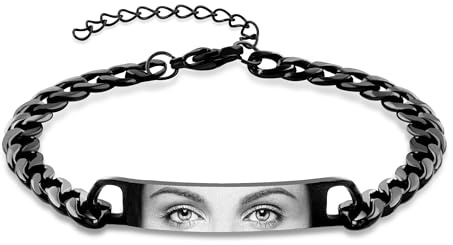 Easycosy Personalisiertes Armband mit Gravur, Armband mit Augen FOTO Bild - als personalisierte Weihnachtsgeschenke für Männer Herren Papa Paare zum Geburtstag Jahrestag- Partnerarmbänder