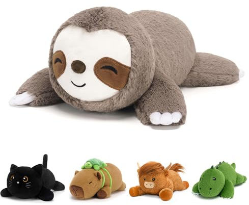 SQEQE Peluche perezoso con peso, suave y pesado, cojín de peluche kawaii para niños y adultos, 25 cm