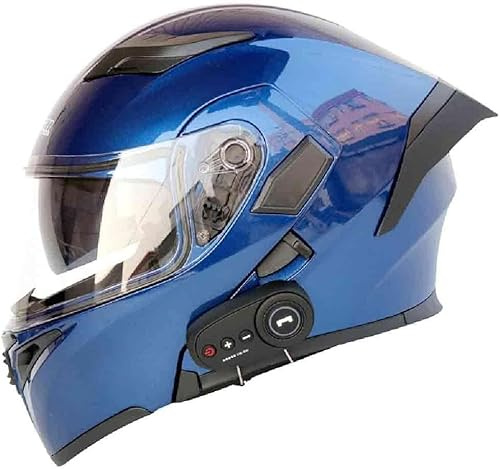 Casque de Moto modulaire Rabattable avec Bluetooth intégré, Casque de Moto modulaire avec Double visière antibuée, homologué Dot/ECE pour Hommes et Femmes D,M=55-56cm