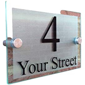 Ymnilian Hausnummernschild, Hausnummer Klebend Anpassen MODERN Door Nummer/Adresse Plaque Glass ACRYL Outdoor House Sign