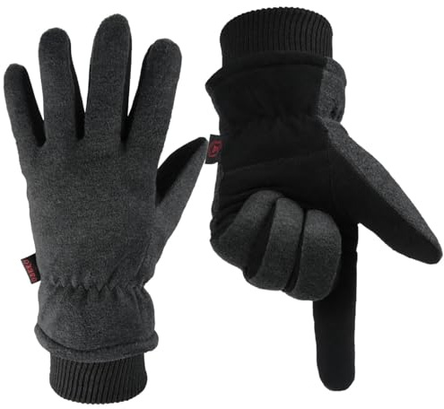 OZERO Winterhandschuhe Herren Damen Hirschleder Handschuhe | Winddicht Fleece-Futter für Fahrrad E-Scooter Hundespaziergang Warm bis -10°C mit Strickbündchen