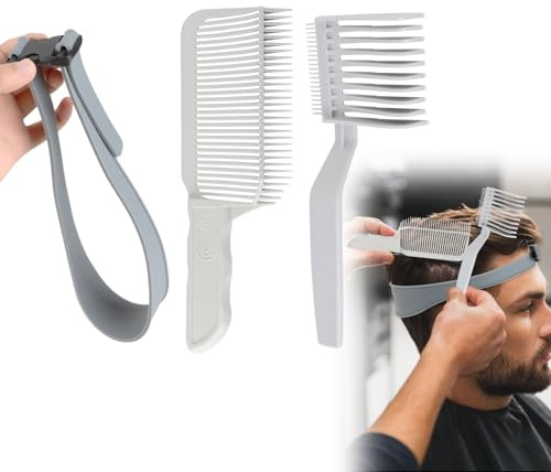 Set Pettine Fade per Taglio Capelli Uomo, Kit 3 Pezzi con 2 Pettini Regolabili per Sfumature e Fascia Fissatrice, Strumento da Barbiere per Auto-Taglio e Sfumature Fade Precise