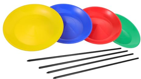 Hohopeti Juego de Platos para Malabarismo con Palos de Mano, Plástico Resistente, Fácil de Transportar, Adecuado para Actuaciones Artísticas y Celebraciones